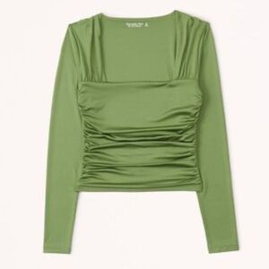 Abercrombie Green Long Sleeve Ruched Top